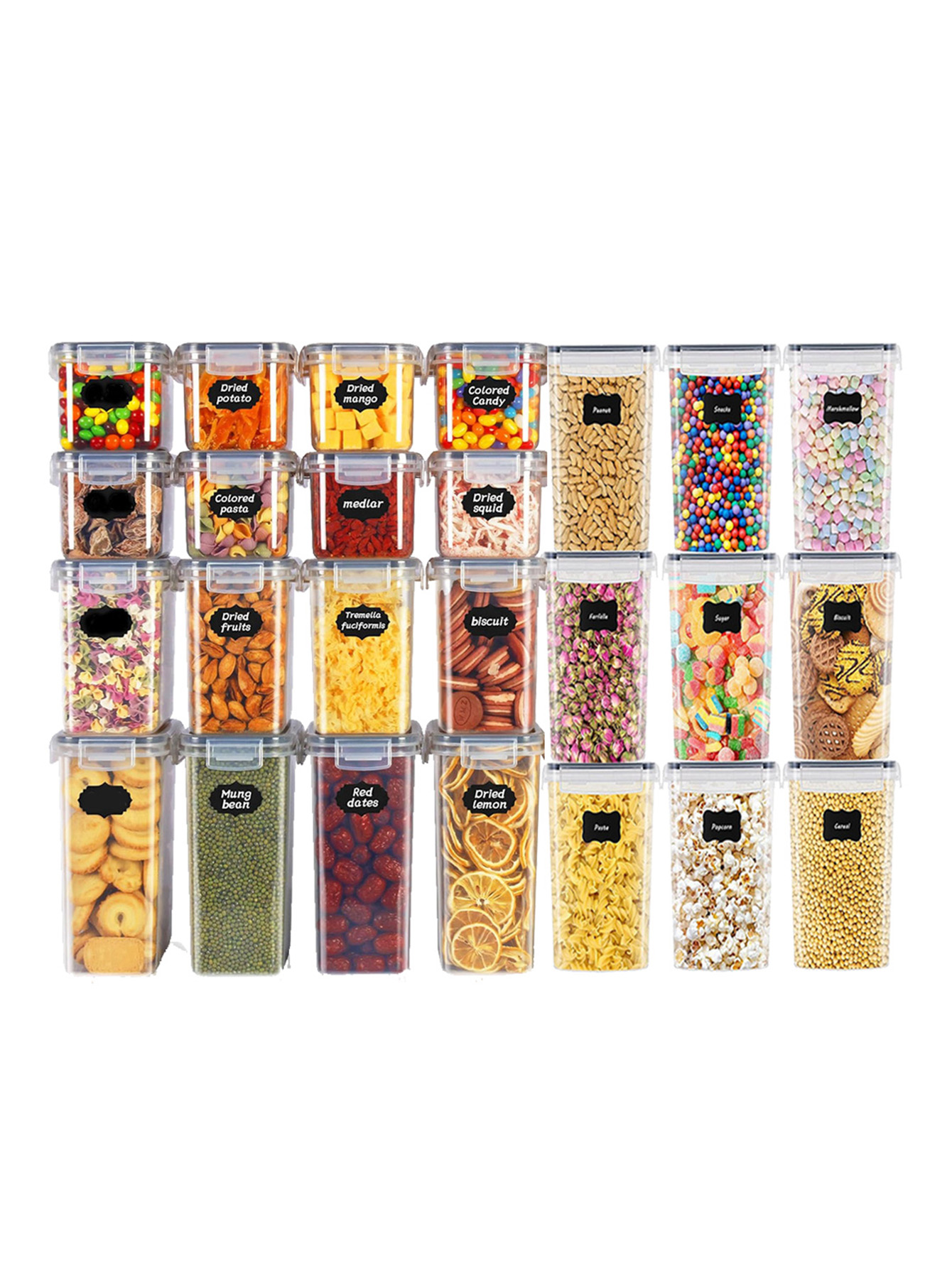 Food Storage Labels - Набор из 48 герметичных контейнеров для